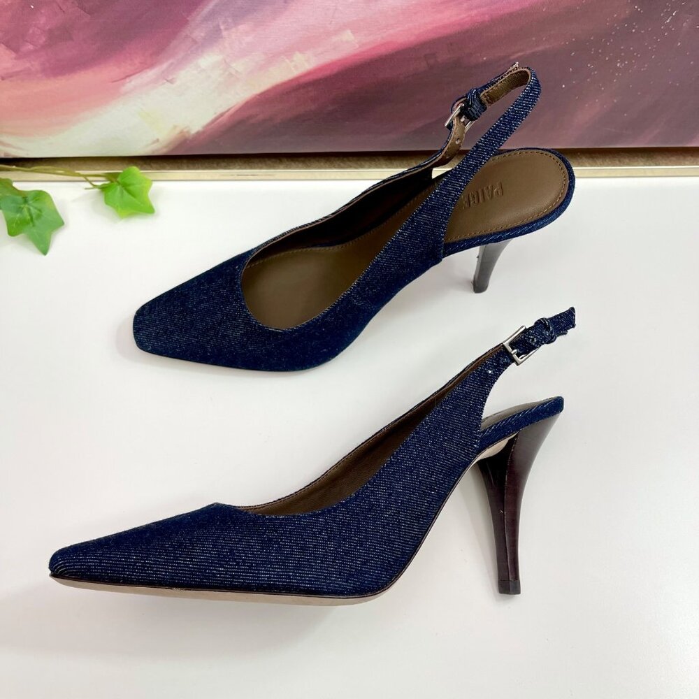 PAIGE Kaela‎ Slingback Square Toe Pump in Denim Size 7 - Picture 6 of 10